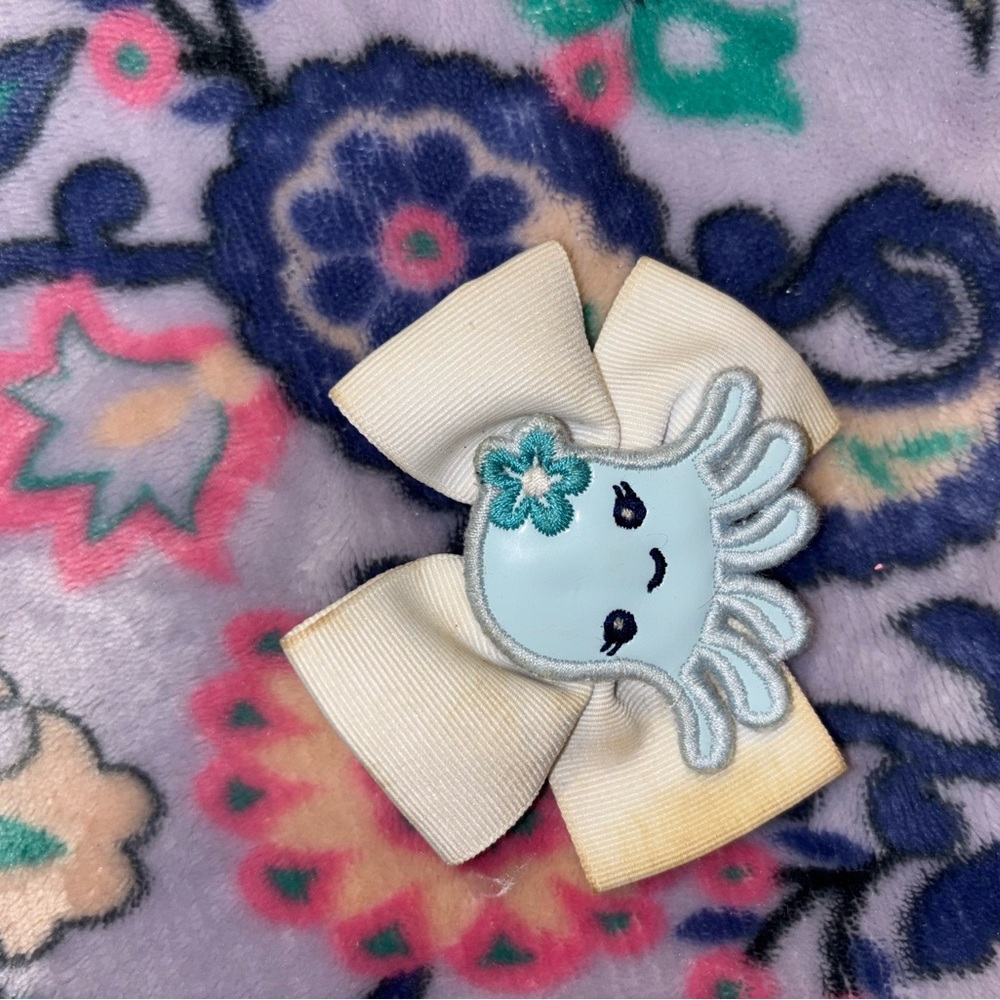 Cute Cream and Blue Bow with Octopus Design